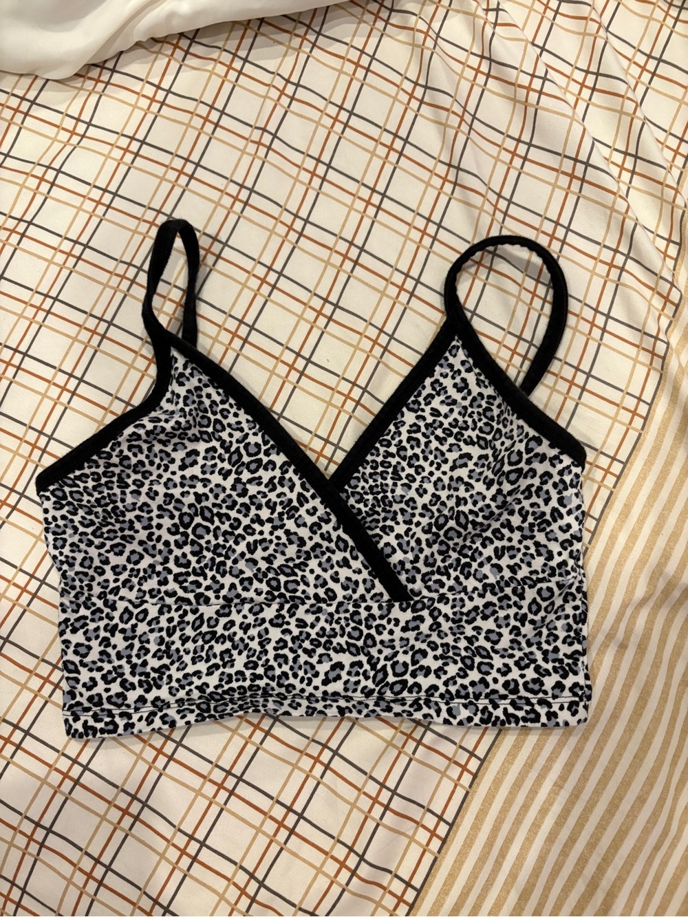 Leopard Print Black-Trim Bralette Top